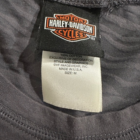Harley Davidson Shirt Womens Medium Gray Pink Tiger Stripes Graphic Biker - Picture 3 of 3